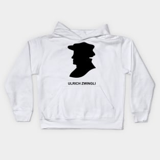 Silhouette of the Christian reformer and theologian Ulrich Zwingli Kids Hoodie